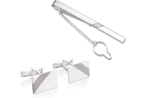 STERLL Set Di Gemelli E Fermacravatta In Argento Per Uomo Con Confezione Regalo