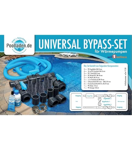 Kit Dérivation Piscine 12 Pièces - Vanne 3 Voies Chauffage Solaire Pompe à Chaleur