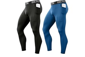 Boyzn Męskie 2-pak sportowych spodni kompresyjnych szybkoschnące aktywne rajstopy warstwa bazowa legginsy treningowe do biegania z kieszeniami