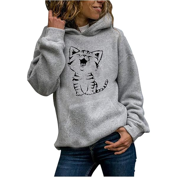 Damen Pullover Kapuzenpullover Mit Katzen Hund Tasche Hundetasche Katze Sweatshirt Hoodie Kapuze Katzenpulli Beutel Langarm Herbst Winter Große Größen Hoodie Mit Große Tasche