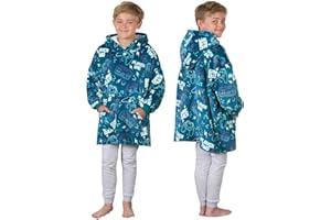 OHS Gaming Kids Oversized Hoodie, Soft Sherpa Fleece Throw Blanket Hooded Sweatshirt Cosy Wearable Large Jumper Gifts for Boys Girls Kids - Blue, One Size