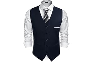 COOFANDY Chaleco de traje para hombre con cuello en V chaleco formal elegantes chalecos de traje para bodas chalecos de negocios