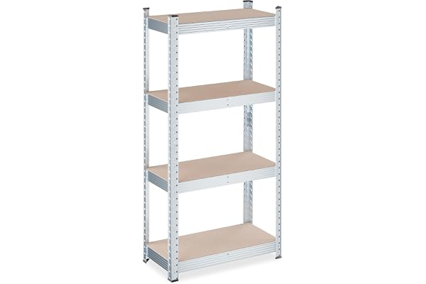 Relaxdays Étagère Charge Lourde, pour la Cave ou Le Garage, H x L x P : 120 x 60 x 30 cm, Marron Clair et argenté