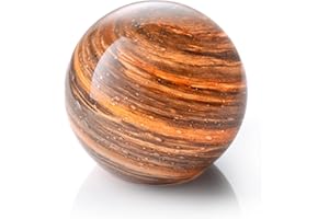 Auraglow Handmade Blown Glass Art Planet LED Table Lamp, Cordless Battery Operated Light, [Jupiter]