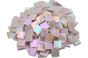 Yuvori Schillernde quadratische Glasmosaikfliesen, 1,5 cm, 0,5 kg, DIY, Bilderrahmen, Badewannen, Untersetzer, Vasen, Innendekor (Rosa Lila)
