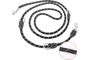 Trhillsbrad Smycz dla psa, 5 m x 14 mm, regulowana smycz dla psa, duża, średniej wielkości, wielofunkcyjna, podwójna, wytrzymała, czarna