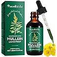 Mullein Drops for Lungs, Mullein Leaf Extract Support Lung Cleanse & Healthy Breathing, Organic Mullein Leaf Tincture Herbal Supplement, No Additives Mullein Extract Drops 2 fl Oz 60Ml
