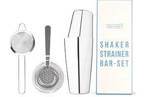 barmate Cocktail Shaker aus Edelstahl, Profi Boston Shaker, hochwertiges Barzubehör, 2-teilig 750ml (3er Set (Shaker + 2 Siebe))