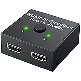 Farraige®HDMI Switch Splitter, 2 Port Bi-Directional Manual HDMI Switch 2 in 1 Out or 1 in 2 Out Splitter Supports 4K 2K 3D F