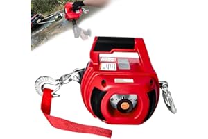 FITHOIST Portable Drill Winch 750LBS, Drill Powered Winch with Alloy Steel Wire Rope 40FT, Hand Warn Winch for Lifting, Dragging, Handling, Trailer (Red)