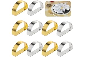 XIANGSKY Metal Napkin Rings Set of 10 Letter D Napkin Holders for Cloth Napkins Napkin Ring Buckles Concise Elegant Serviette Buckles for Dinner Party Wedding Anniversary 5pcs gold 5pcs silver