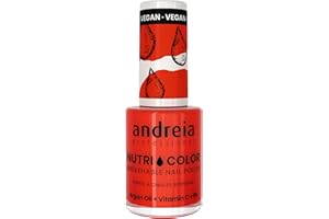 Andreia Professional NutriColor - Esmalte de Uñas Vegano con Nutrientes 100% Natural | Laca de Uñas Transpirable y Amigable con Uñas - Color NC16 Red 10,5ml