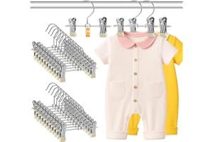 WJWSKI Perchas Bebe, Perchas para Pantalones con Pinzas Antideslizantes, 20 Unidades, Ahorran Espacio Perchas Infantiles 17 cm, Perchas de Metal para Bebés, Pantalones,Calcetines,Baberos