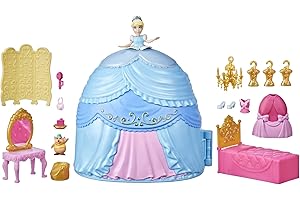 DISNEY PRINCESS Kolekcja księżniczek Disneya Secret Styles: Bajkowa spódniczka Kopciuszka, zestaw do zabawy z lalką, meblami i modnymi ubrankami, zabawka dla dziewczynek w wieku od 4 lat