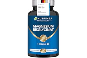 ‎PLASTIMEA Magnesium Bisglycinat (Glycinat) + Vitamin B6 | Premium Magnesiumbisglycinat - Optimale Bioverfügbarkeit - Magnesiumglycinat Kapseln Hochdosiert 100% Vegan