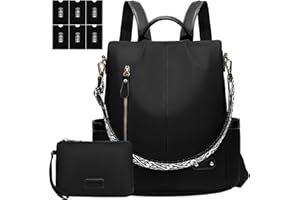 ONETOALL Diebstahlsicherer Rucksack Damen Klein mit 6 RFID Blocker Schutzhüllen, Cityrucksack Damen Elegant, Backpack Women Modern, Damenrucksack Handtasche Schwarz, für Städtetrip Alltag Unterwegs