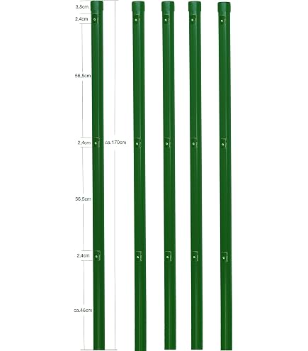 YESON Gartenzaunpfosten 1,2 M – 10 Stück Robuste Metallpfähle – U- Und T-Pfosten Für Zäune, Grün Beschichtet