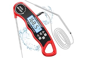 CIRYCASE Termometro Cucina, Termometro Barbecue a Lettura Rapida & Precisa con Sonda Addizionale a Filo da 102cm, Display LCD con Controluce Termometro Forno con Magnete per Forno, BBQ, Carne, ecc