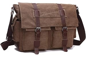 WTIGER Laptop Messenger Bag, 15.6 inch Canvas laptop bag Shoulder Bag Briefcase Cross body Bag Work School for Men Women