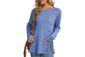 Xpenyo damskie topy z długim rękawem lekkie swetry damskie z guzikami z rozcięciem z przodu