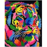 ifymei Paint by Numbers , DIY Acrylic Painting Kits for Children and Adults Beginner - Colorful Tiger - 16" W x 20" L - Witho