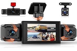Rimoody FHD 4 Channel Dash Cam Car 360 Degrees with 4 Cameras 1080P Front and Rear Left Right, 3 Inch 1080P Dash Camera Car Camera with IR Night Vision/Loop Video/24H Parking Monitor/Parking Aid