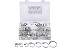 CSUNTIKULO Set di 73 Fascette Stringitubo in Acciaio Inox – 7 Misure Regolabili 6–38 mm – Clip per Tubi Acqua Auto Giardino e Fai da Te