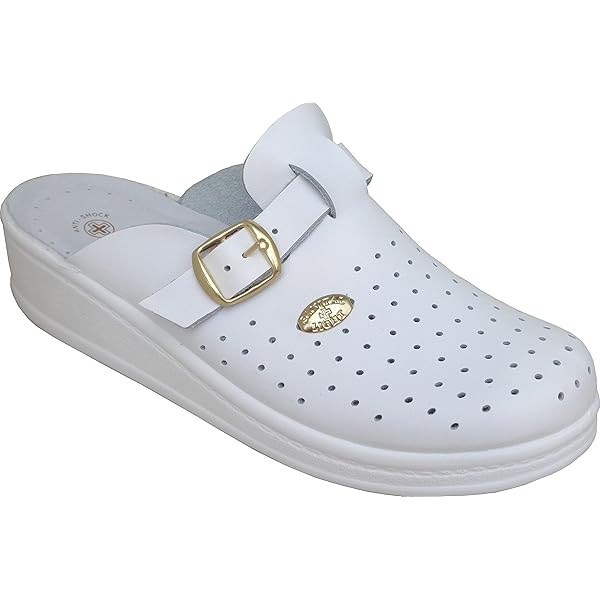 Fly Flot Zoccoli Sanitari Donna - Pelle Forata, Cinturino Regolabile, Made In Italy, Antishock - Foto 8