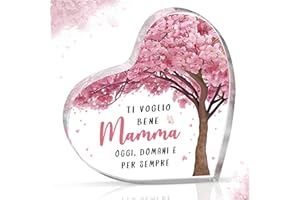 Gleevara Regalo Mamma, Regalo Compleanno Mamma - Squisito Placca Acrilica Forma di Cuore, Idee Regalo Mamma dalla Figlia Figlio, Regalo Festa della Mamma