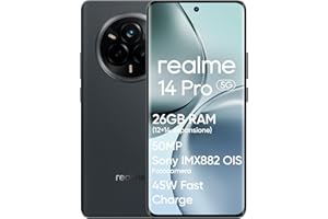 realme 14 Pro 5G Smartphone, 12 + 512GB, Kamera 50mp Sony IMX 882 OIS, zakrzywiony wyświetlacz 120Hz, Dimensity 7300, Wodoodporny IP69, Bateria 5260mAh, Szary T(nie adapter)