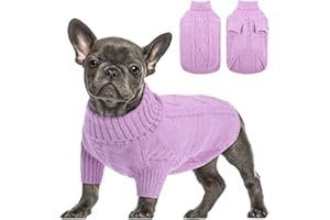 Queenmore Maglioncino Taglia Piccola Cane Bassotto Caldo Felpa A Collo Alto Ritorto Vestiti Per Cani Gatti Maglione Elastico Per Bulldog Francese Barboncino Chihuahua, Lilla, S