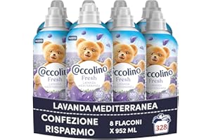 Coccolino Ammorbidente Concentrato Lavanda Mediterranea, Ammorbidente Lavatrice, Morbidezza Naturale, Freschezza Lunga, 41 Lavaggi, 8 x 952 ml