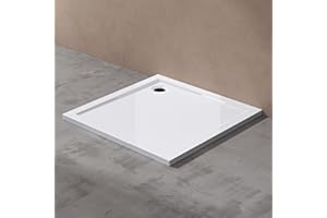 ‎DOPORRO doporro Duschtasse Duschwanne 100x100x4 flach inkl. Ablaufgarnitur AL01 aus Acryl in Weiß DIN-Anschlüsse noedenebene Montage geeignet Faro1