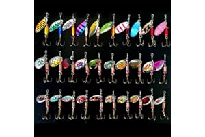 LUROWO 30pcs Fishing Lures Spinner Hard Bait Artificial Bait Tackle Fishing Wobblers Casting Spoon Trout Bass Salmon Pike Walleye Perch
