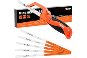AojSup Mini Scie à Métaux Flexible avec 5Pièces Jeu de Lames de Scie à Métaux 300mm, Scie a Metaux - Poignée de Scie Réglable, Junior Mini Scie pour Métaux Non Ferreux(Cuivre), Aciers Inoxydables, PVC