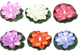 Budstfee 6Pcs Floating Pool Lights Lotus Floating Lanterns Floating Flowers for Pool with LED Lights Water Lanterns for Decor 3.9