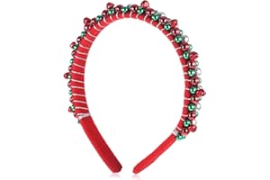 AHQIZFX Christmas Headband for Women, Rhinestone Crystal Jeweled Hairband, Red Green Silver Bell Hair Accessories, Xmas Head Band Xmas Decorations Gifts