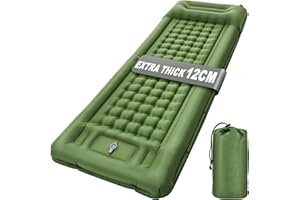 Kiaitre Isomatte Selbstaufblasend,12CM Verdicktes Luftmatratze Camping mit Kissen und Fußpresse Pumpe, Ultraleicht Wasserdicht Isomatte Camping Matratze für Wandern, Strand, Outdoor und Zelt