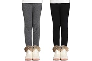 Adorel Leggins Térmicos Pantalón Forros Algodón para Niñas Pack de 2