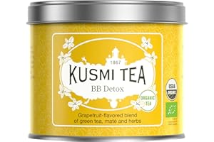 Kusmi Tea - Thé BB Detox Bio - Mélange bio de Thé Vert, Thé Maté et Plantes Aromatisé Pamplemousse - À Déguster Chaud ou en Thé Glacé - Parfums Finement Acidulés - Boite Thé 100 g - Environ 40 tasses