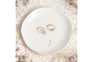 SHXWELL Trinket Dish Gifts for Women, Ceramic Jewelry Dish, Small Ring Dish, Birthday New Home Wedding Christmas Friend Gifts for Her, Jewellery Tray, Room Decor (Tray-J)