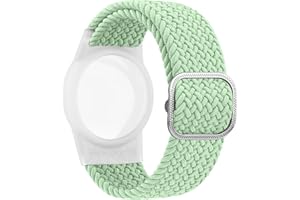 AMZPAS Air Tag Wristband for Kids, Stretchy Adjustable Nylon Air tag Holder for Kids with Full Coverage Design (Green)