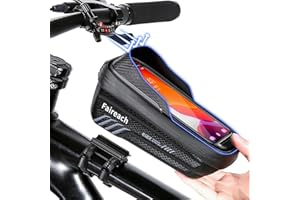 Faireach Borsa Bici Telaio Sgancio Rapido, Borsa Manubrio Bici Impermeabile, Porta Telefono Bici con 2L Grande Capacità, Copertura Antipioggia & Funzione Touch Screen/Face ID, per Smartphone da 6,8''