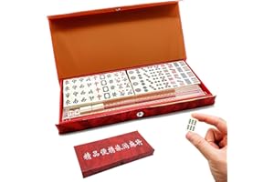 Waldspring Mahjong Game, Mini Majong Tiles Set, Camping Games, Majong Stones Game 144 Pieces, Traditional Chinese Mini Strategy Game, Easy to Carry and Suitable for Travel