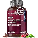 Cranberry Capsule 50000mg Mirtillo Rosso Estratto (50:1), 200mg Vitamina C (Acido Ascorbico) per 2 Capsule, 180 Capsule di Cr