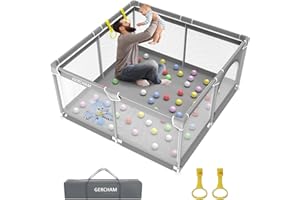 GERCHAM Kojec dla niemowląt 127x127cm, kojec dla dzieci z drzwiami bezpieczeństwa, oddychający antypoślizgowy przenośny od 0 do 6 lat odpowiedni do użytku wewnątrz i na zewnątrz