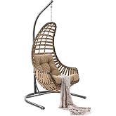 Capri Swing Dat&ccedil;a Tekli Rattan Bah&ccedil;e Balkon Salıncağı A&ccedil;ık Kahve