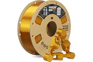 OVERTURE Filamento PETG 1.75mm para Impresoras 3D, Perfectamente Enrollado Filamento Resistente y Duradero, Carrete de Cartón 1kg (2.2lbs), Compatible con la Mayoría de Impresoras FDM (Dorado)