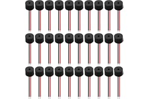 VISSQH 30 Pcs Electronic Buzzer DC 3-12V 85dB Alarme Sonore Électronique Buzzer Système d'Alarme Sirène 12v , avec CâbleSon Continu Buzzer, pour Circuits Physiques(Noir)
