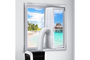 Mrrihand Fensterabdichtung für Mobile Klimageräte 500cm mit Reißverschluss, Befestigungsbänder, Klebeband, Klimaanlage Fensterabdichtung Wasserdicht Einfach zu Installieren(Rohr nicht inbegriffen)